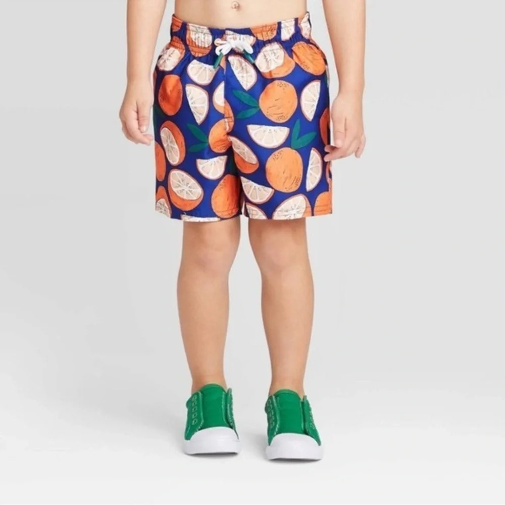 NEW! Cat & Jack Orange & Blue 2T Swim Trunks